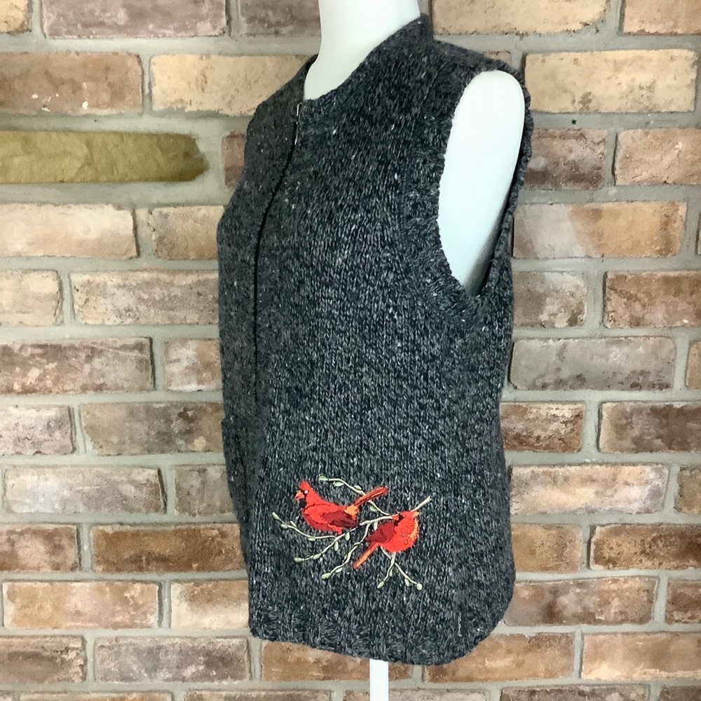 WOOLRICH “Black Heather” Wool Cardinal Sweater Vest SZ-S Petite - Picture 3 of 11